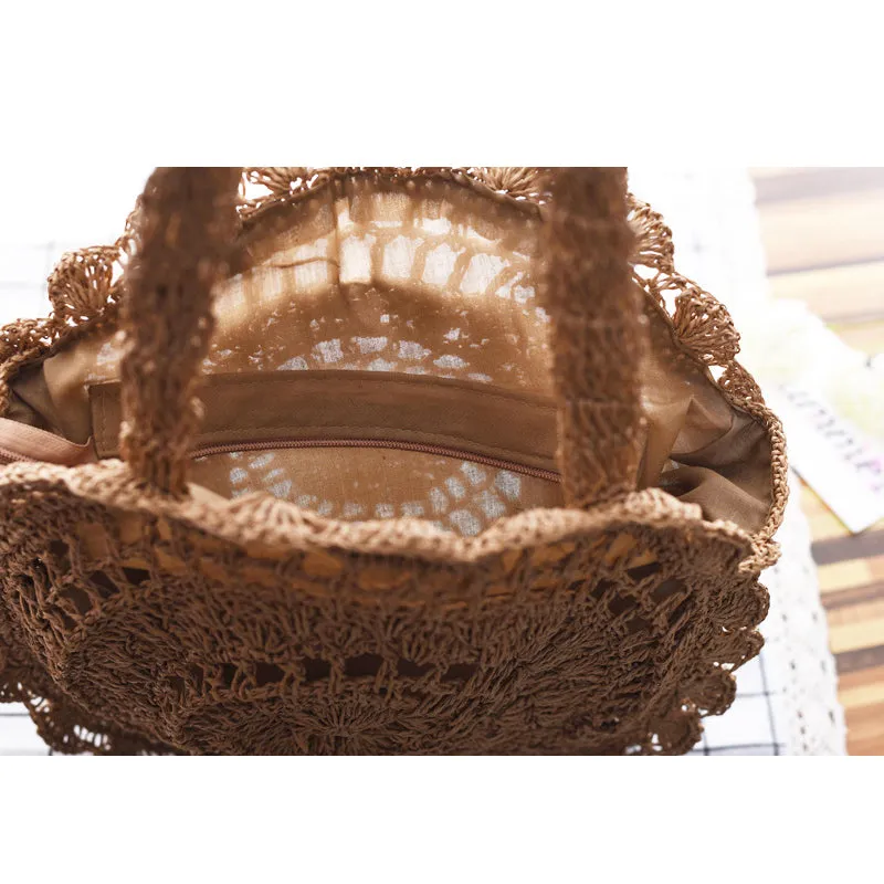 Vintage Bohemian Big Circle Straw Bags for Women