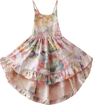 Vintage Floral Girls Dress Summer Casual Cotton Baby Dress