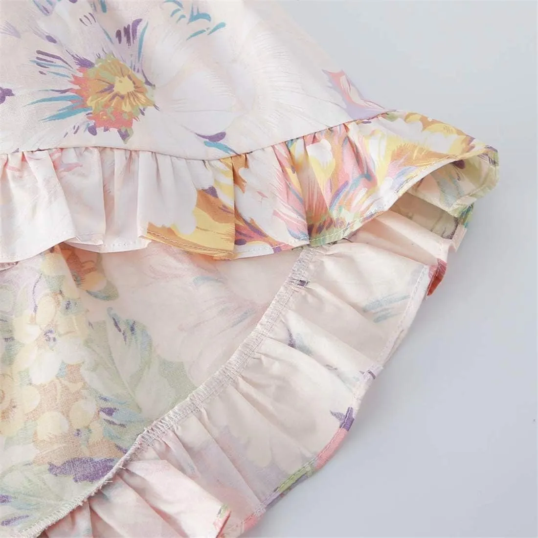 Vintage Floral Girls Dress Summer Casual Cotton Baby Dress