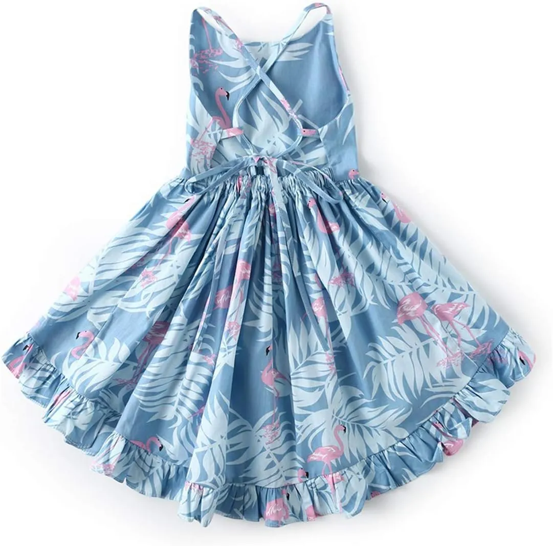 Vintage Floral Girls Dress Summer Casual Cotton Baby Dress