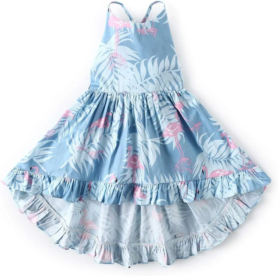 Vintage Floral Girls Dress Summer Casual Cotton Baby Dress
