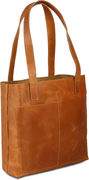 Vintage Genuine Leather Tote Shoulder Bag for Women Satchel Handbag with Top Handles