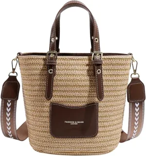 Vintage Summer Women Straw Handbags Handwoven Casual Straw Cross-body Bags Multi-purpose Rattan Tote Purse 2024