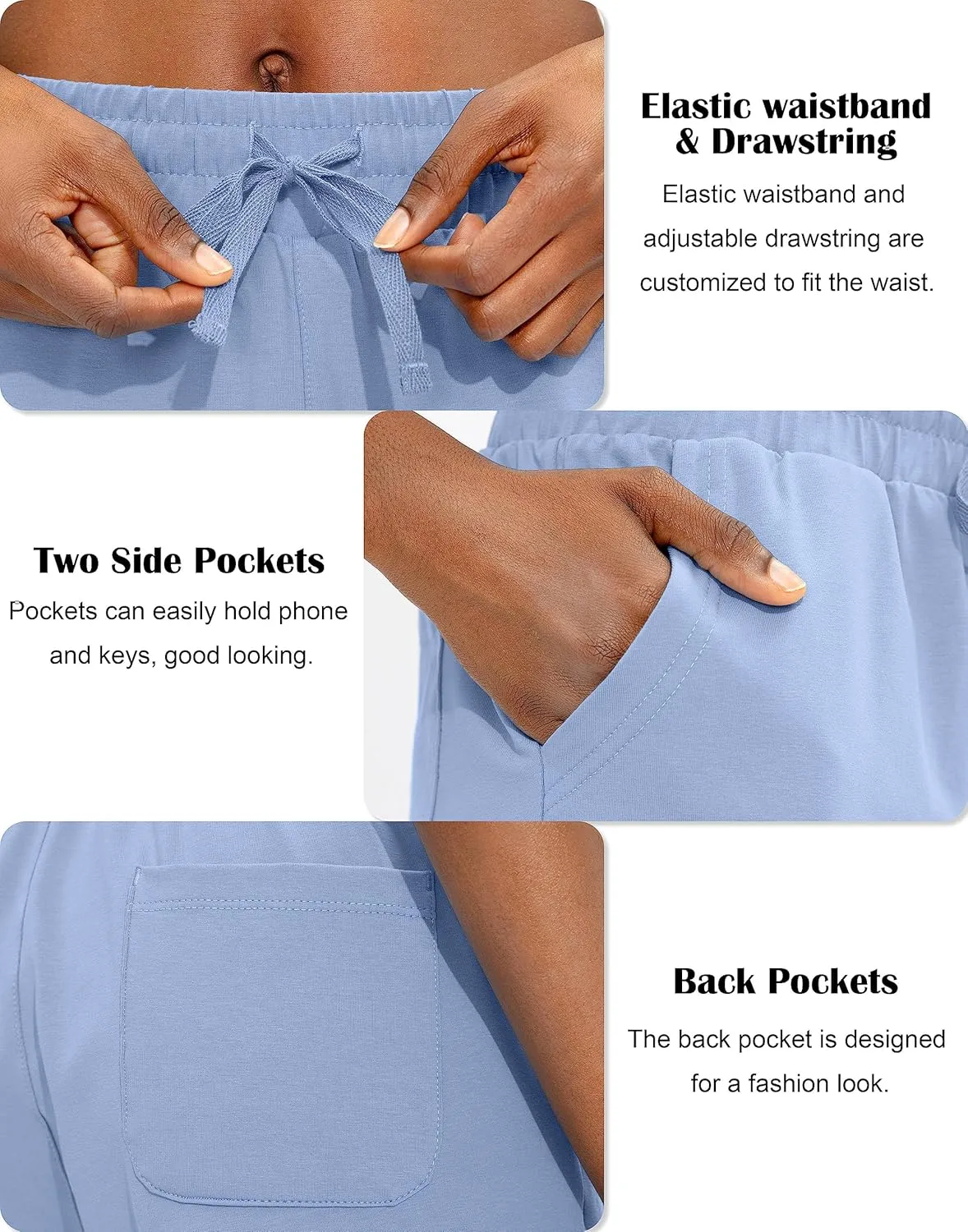 Viodia Women's Bermuda 10" Long Shorts with Pockets Cotton Sweat Shorts Jersey Knee Length Shorts for Summer