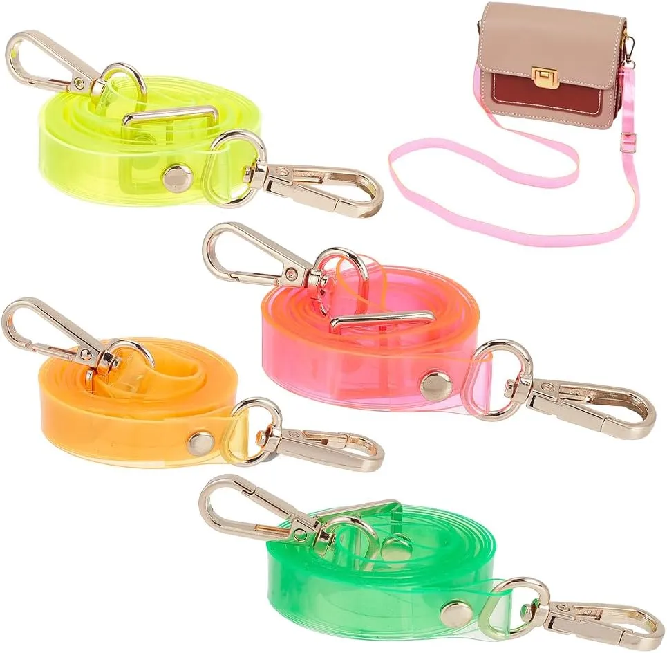 WADORN 4 Colors Adjustable Transparent PVC Purse Straps, 32.08-59.05 Inch Transparent PVC Handbag Straps 4Pcs Shoulder Bag Straps Crossbody Bag Strap