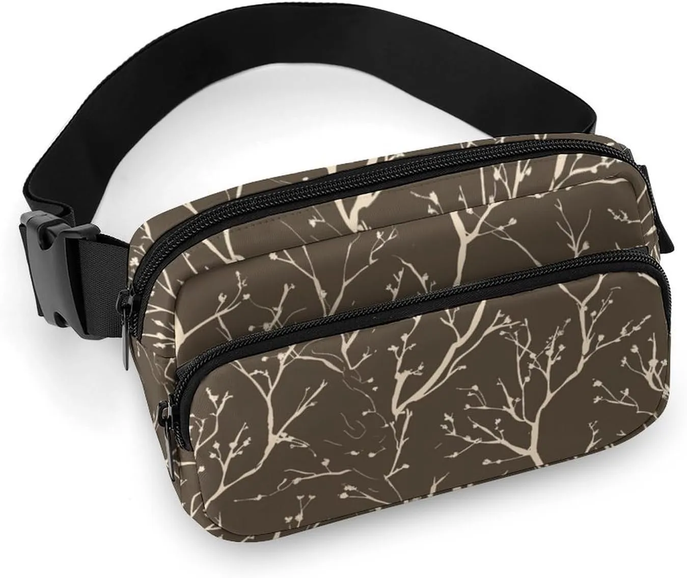 Waist Bag Crossbody Bag with Multiple Pockets with Adjustable Strap Travel With Twig Pattern Printed Chest Bag Fanny Pack for Men Women for Sports, 20x13cm, style