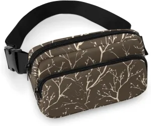 Waist Bag Crossbody Bag with Multiple Pockets with Adjustable Strap Travel With Twig Pattern Printed Chest Bag Fanny Pack for Men Women for Sports, 20x13cm, style