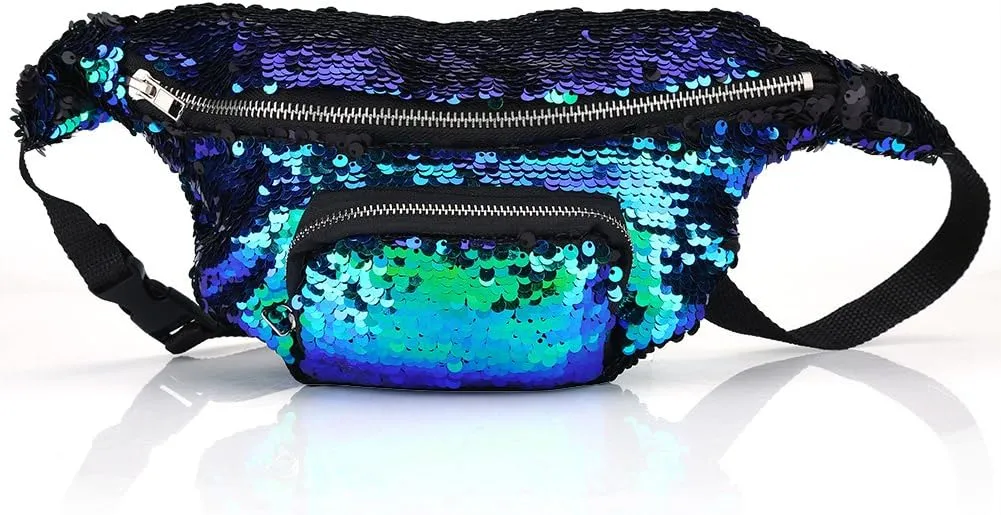 Waist Bag, Women Fashionable Sequins Shining Waist Pouch Single Shoulder Bag Accessory