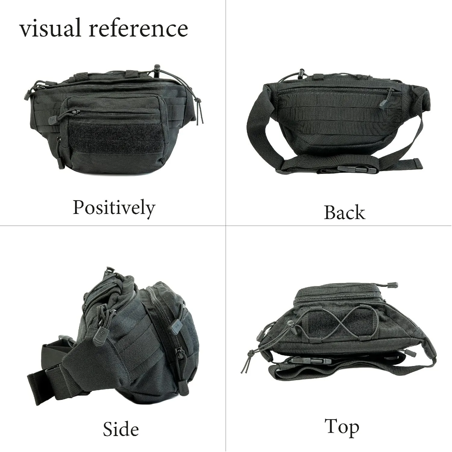 Waist Fanny Pack for Men Motorcycle Bag Tactical Bag Multi-Pockets for Hiking Outdoors Workout Traveling Casual Running Cycling Waterproof 1000D Nylon (black)