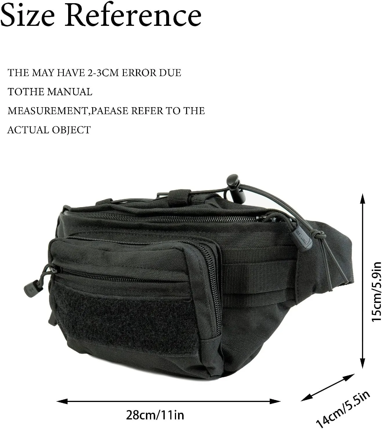 Waist Fanny Pack for Men Motorcycle Bag Tactical Bag Multi-Pockets for Hiking Outdoors Workout Traveling Casual Running Cycling Waterproof 1000D Nylon (black)
