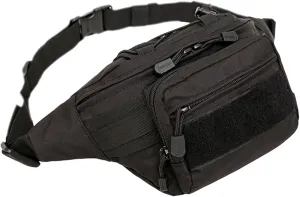 Waist Fanny Pack for Men Motorcycle Bag Tactical Bag Multi-Pockets for Hiking Outdoors Workout Traveling Casual Running Cycling Waterproof 1000D Nylon (black)