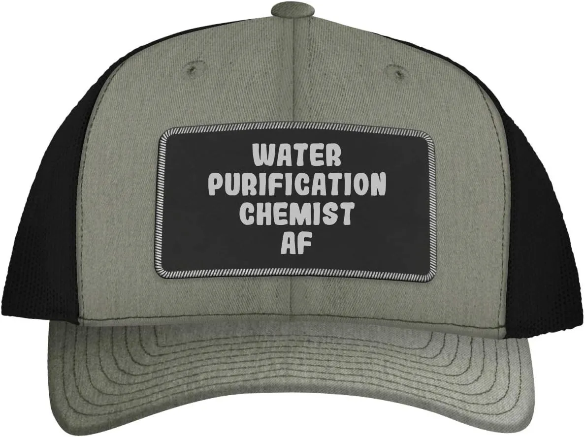 Water Purification Chemist AF - Leather Black Patch Engraved Trucker Hat