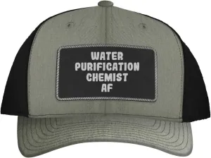 Water Purification Chemist AF - Leather Black Patch Engraved Trucker Hat