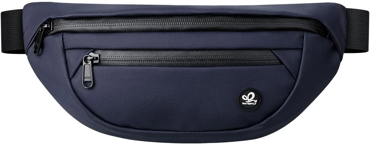 WATERFLY Fanny Pack Waist Packs: Small Waist Bag for Women Men Fashion Crossbody Belt Bags for Hiking Running Travel Walking-Dark Blue