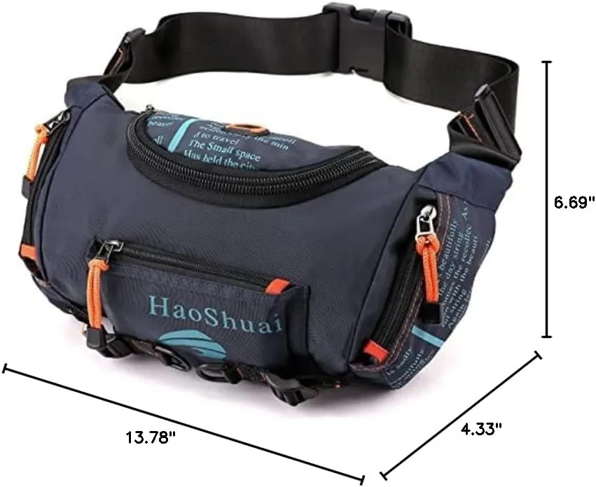 Waterproof Fanny Pack Crossbody Outdoor Waist Bag Pouch With Adjustable Strap Travel Hip Bag For Men Mountaineering,Hiking,Traveling, Camping, Cycling,Running (indigo)