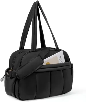 Weekender Bags Quilted Travel Duffel Bag,Large Puffer Duffle Bag,Travel Gym Weekend Workout,Carry on Bag for Airplanes, Personal(Blcak)
