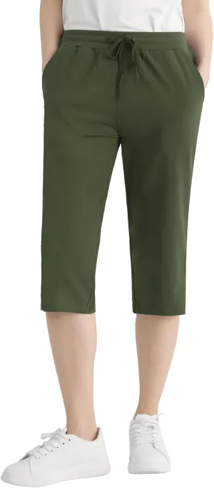 Weintee Women's Petite Cotton Capris with Pockets
