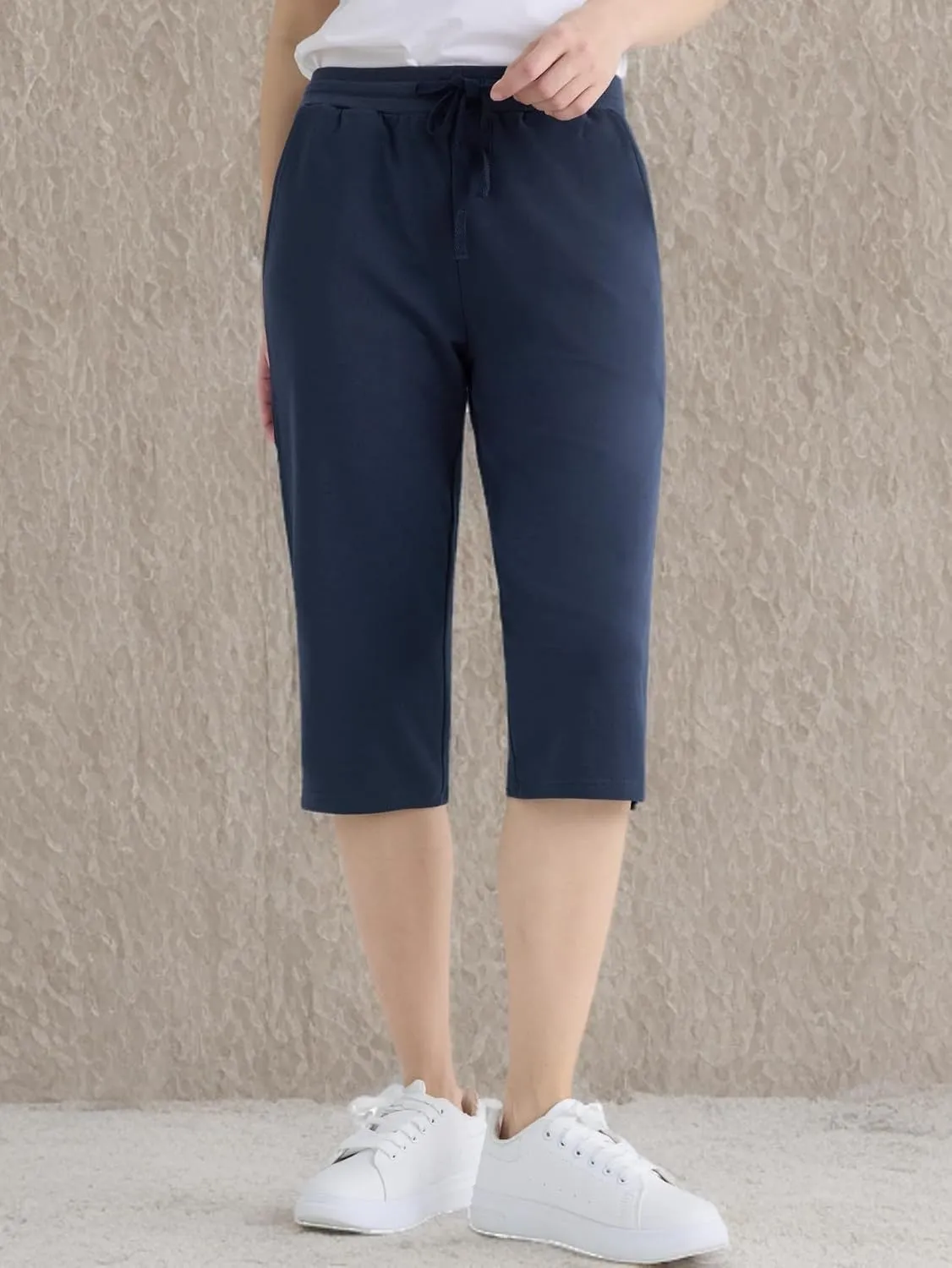Weintee Women's Petite Cotton Capris with Pockets