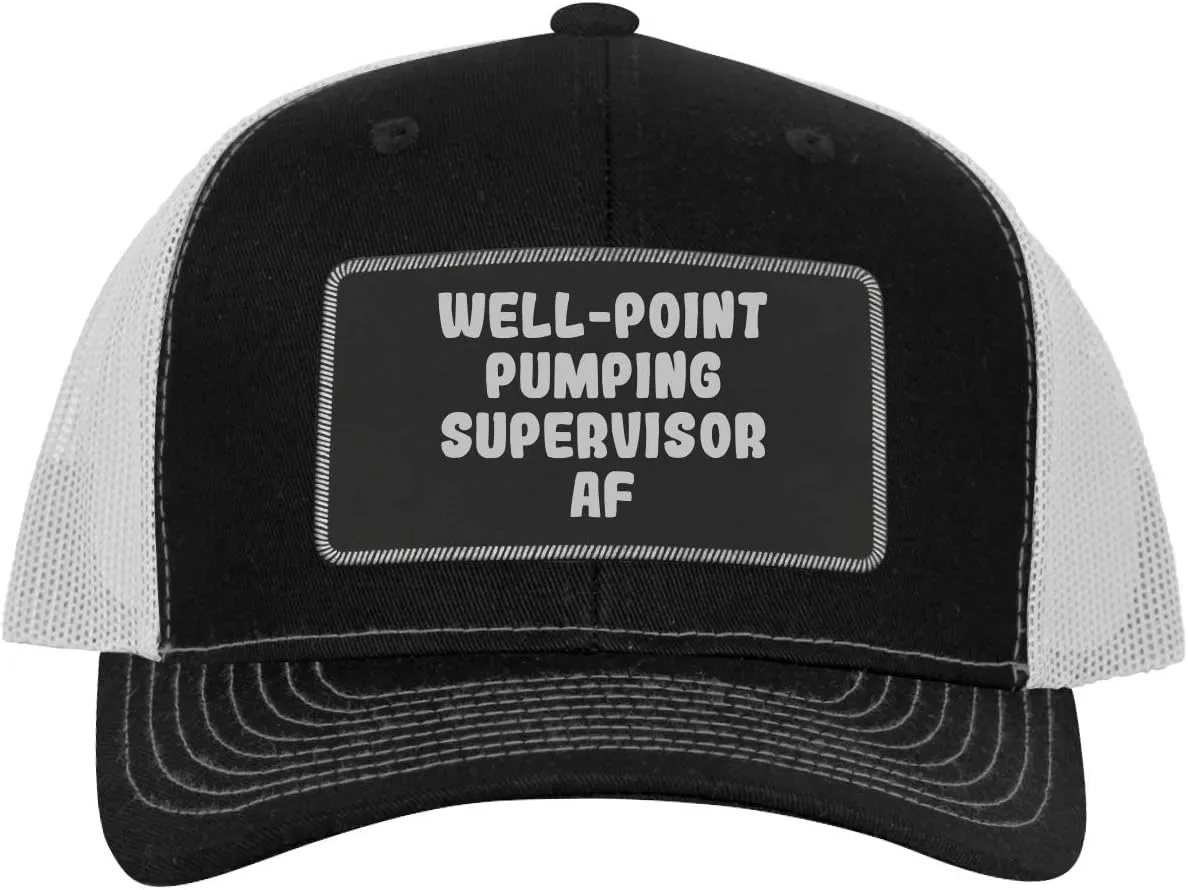 Well-Point Pumping Supervisor AF - Leather Black Patch Engraved Trucker Hat