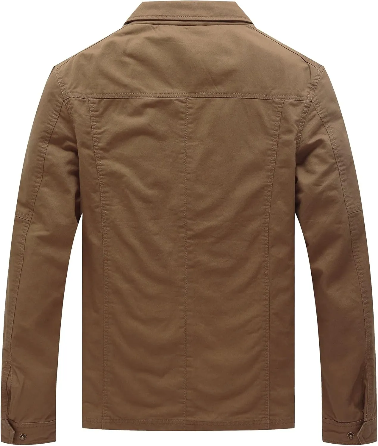 WenVen Men's Casual Canvas Cotton Military Lapel Jacket
