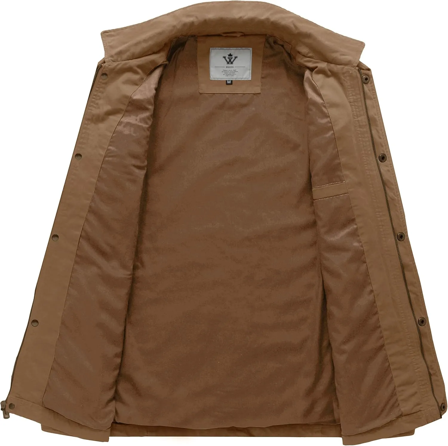 WenVen Men's Casual Canvas Cotton Military Lapel Jacket