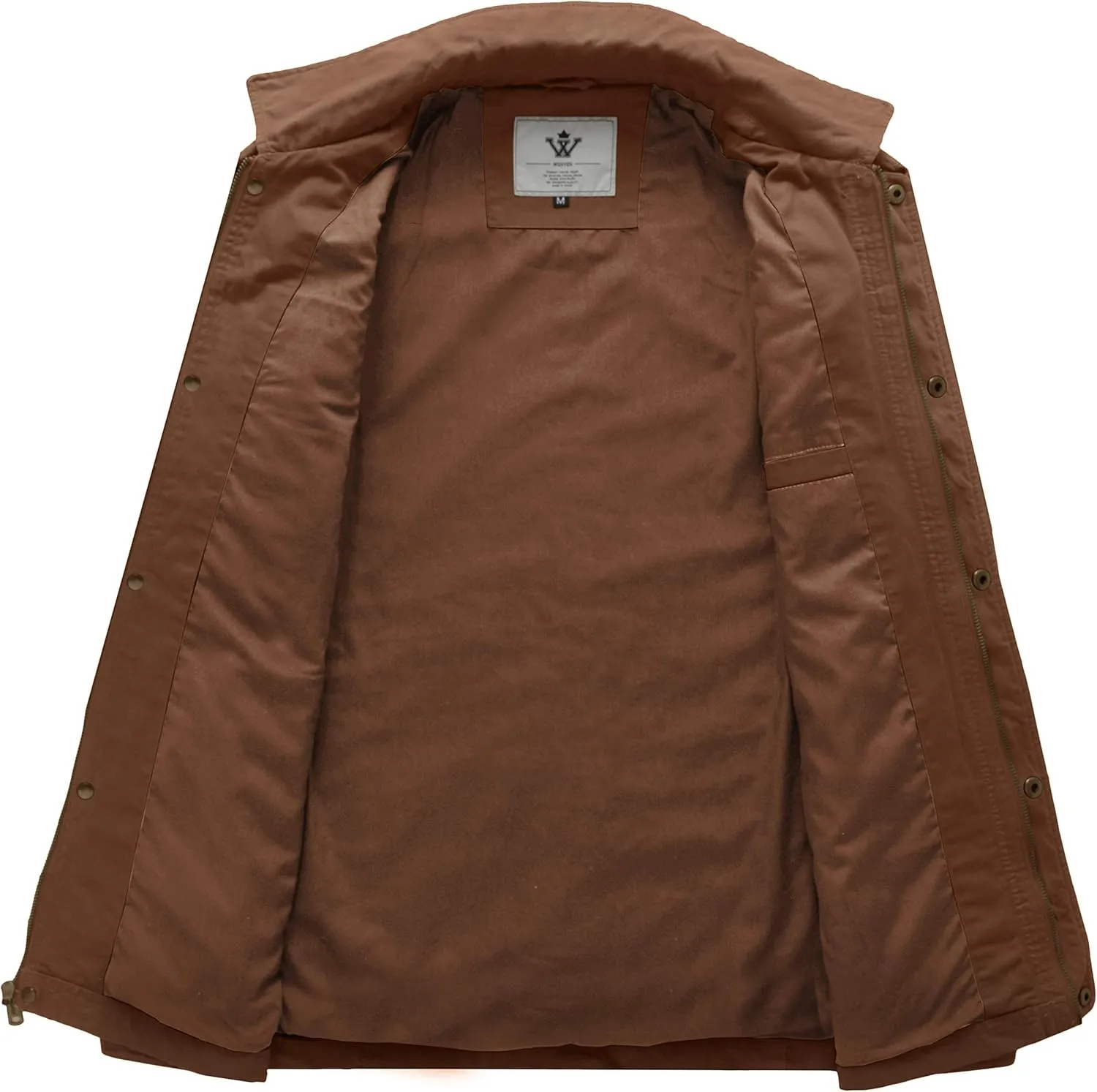 WenVen Men's Casual Canvas Cotton Military Lapel Jacket