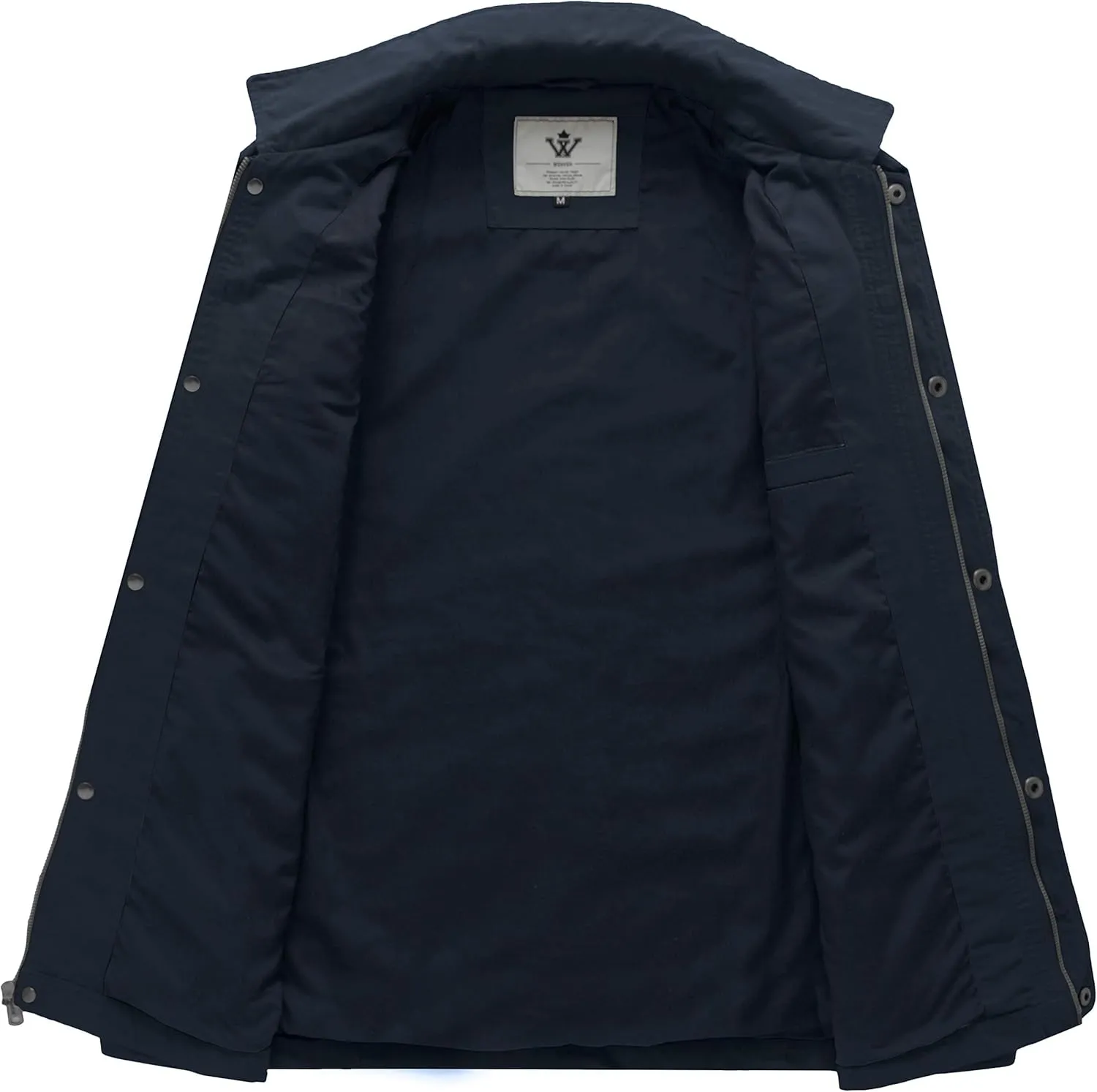 WenVen Men's Casual Canvas Cotton Military Lapel Jacket
