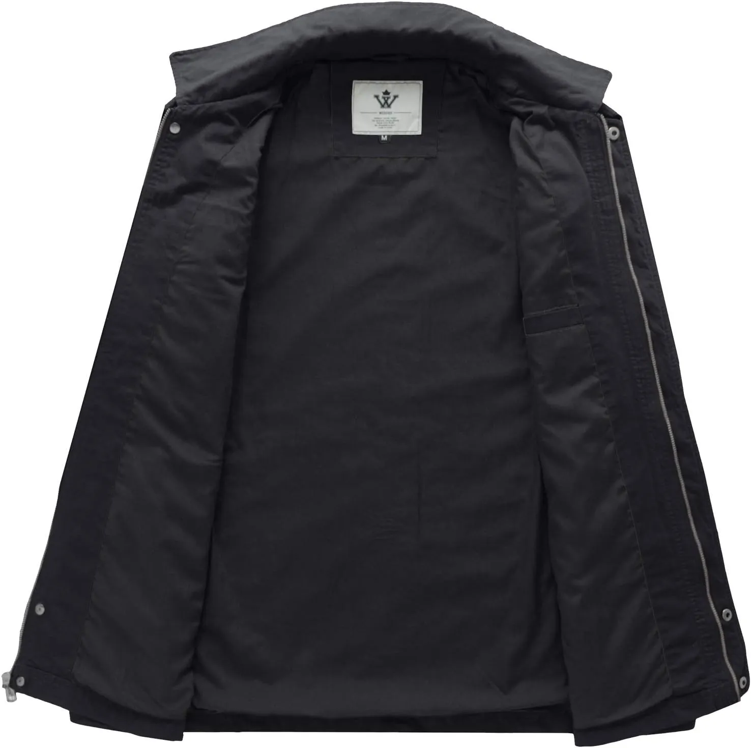 WenVen Men's Casual Canvas Cotton Military Lapel Jacket