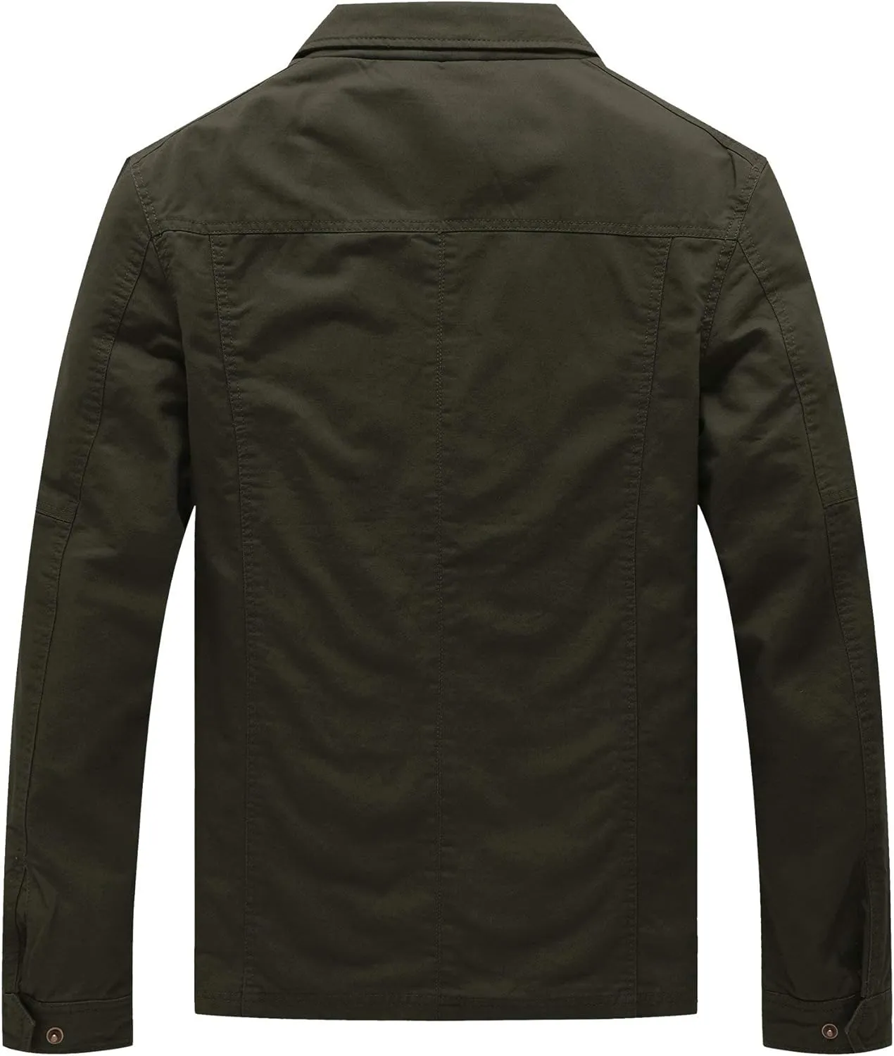 WenVen Men's Casual Canvas Cotton Military Lapel Jacket