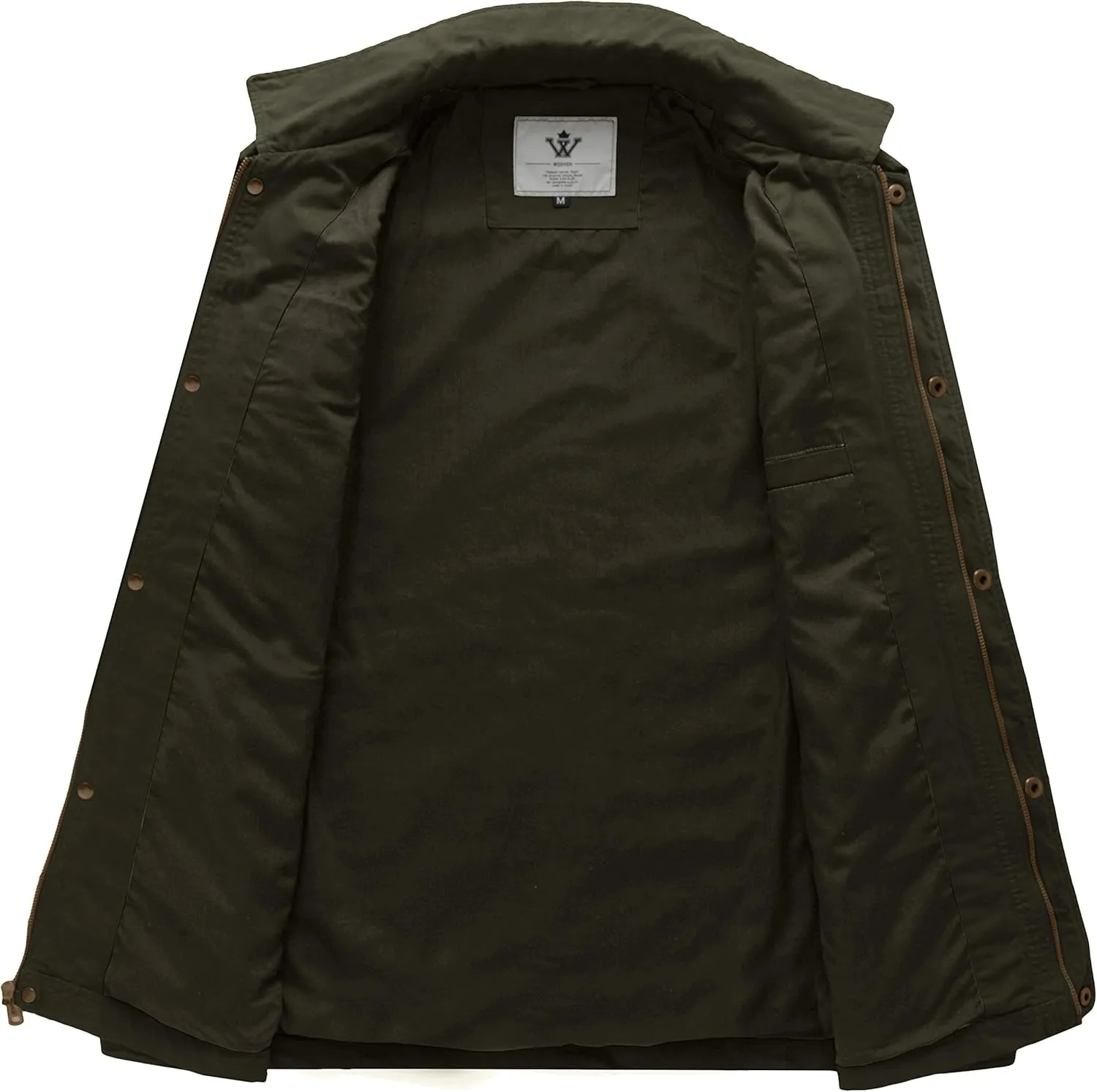 WenVen Men's Casual Canvas Cotton Military Lapel Jacket