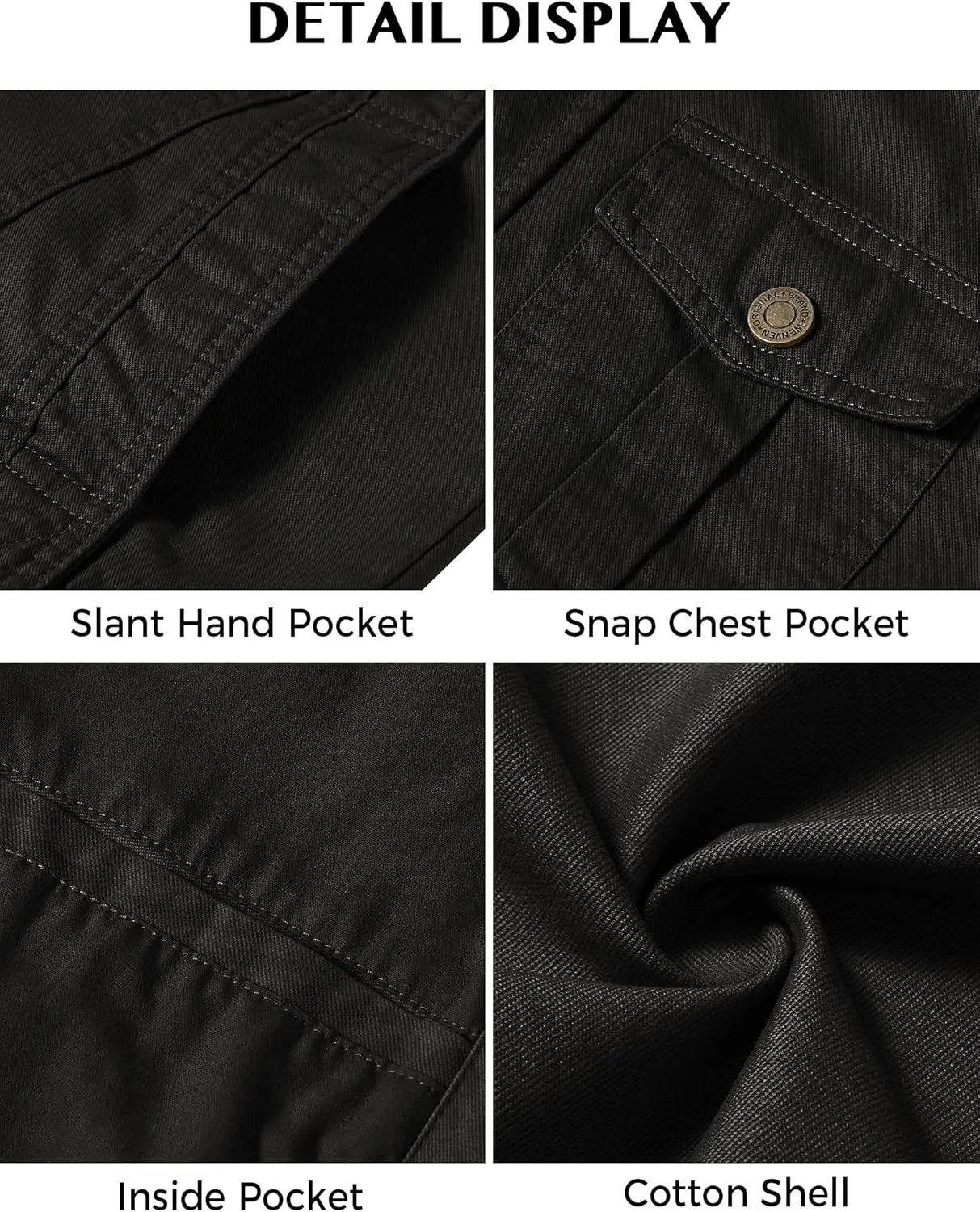 WenVen Men's Casual Washed Cotton Military Jacket