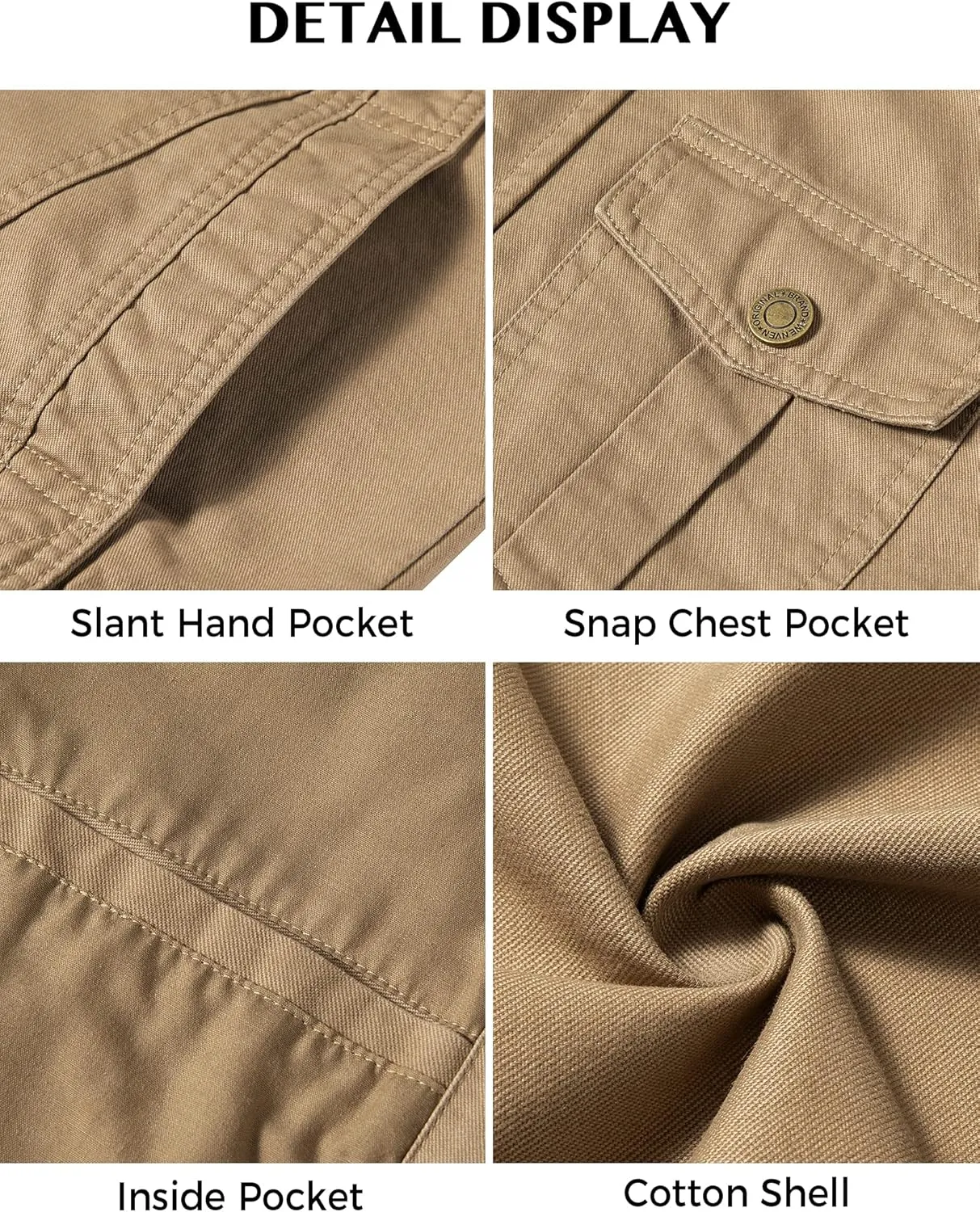 WenVen Men's Casual Washed Cotton Military Jacket