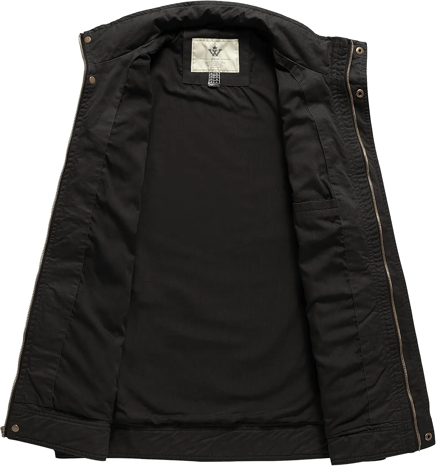 WenVen Men's Casual Washed Cotton Military Jacket