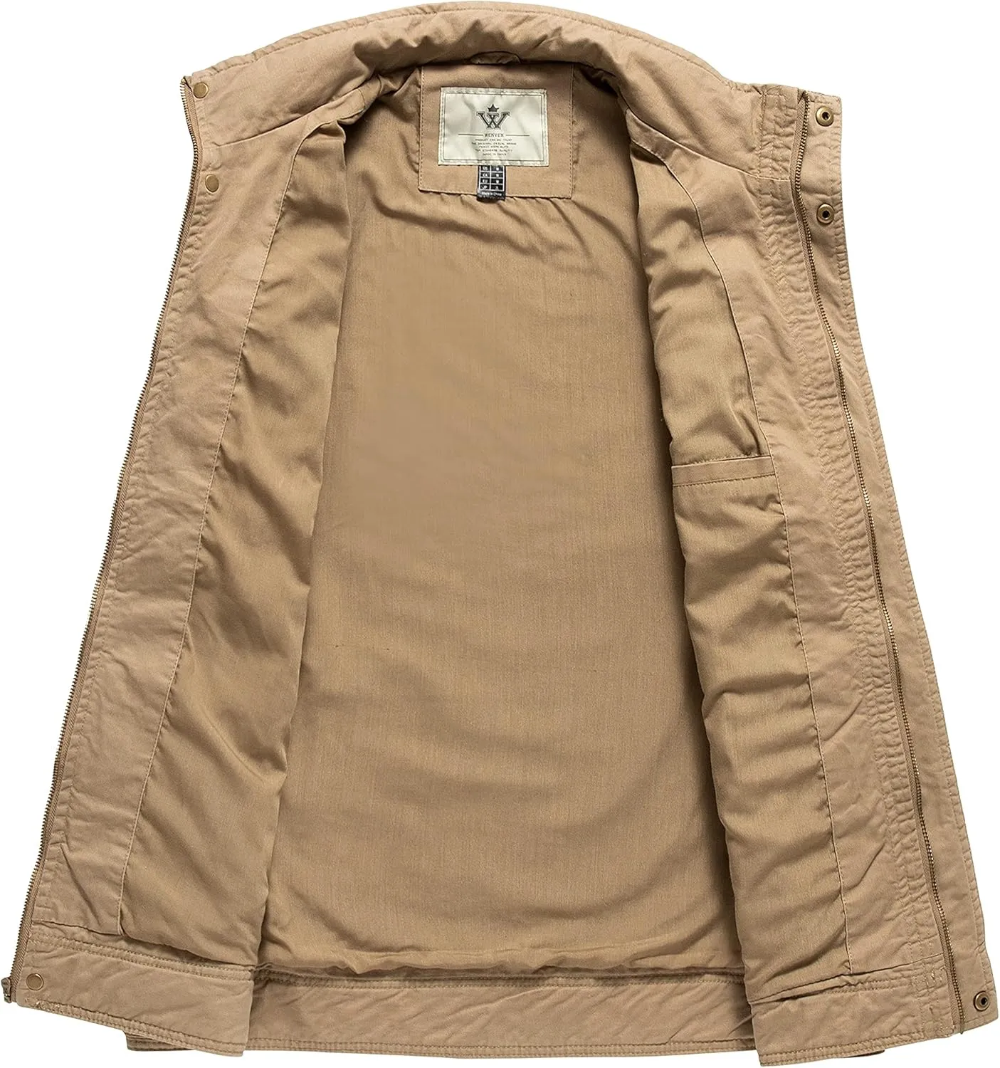 WenVen Men's Casual Washed Cotton Military Jacket