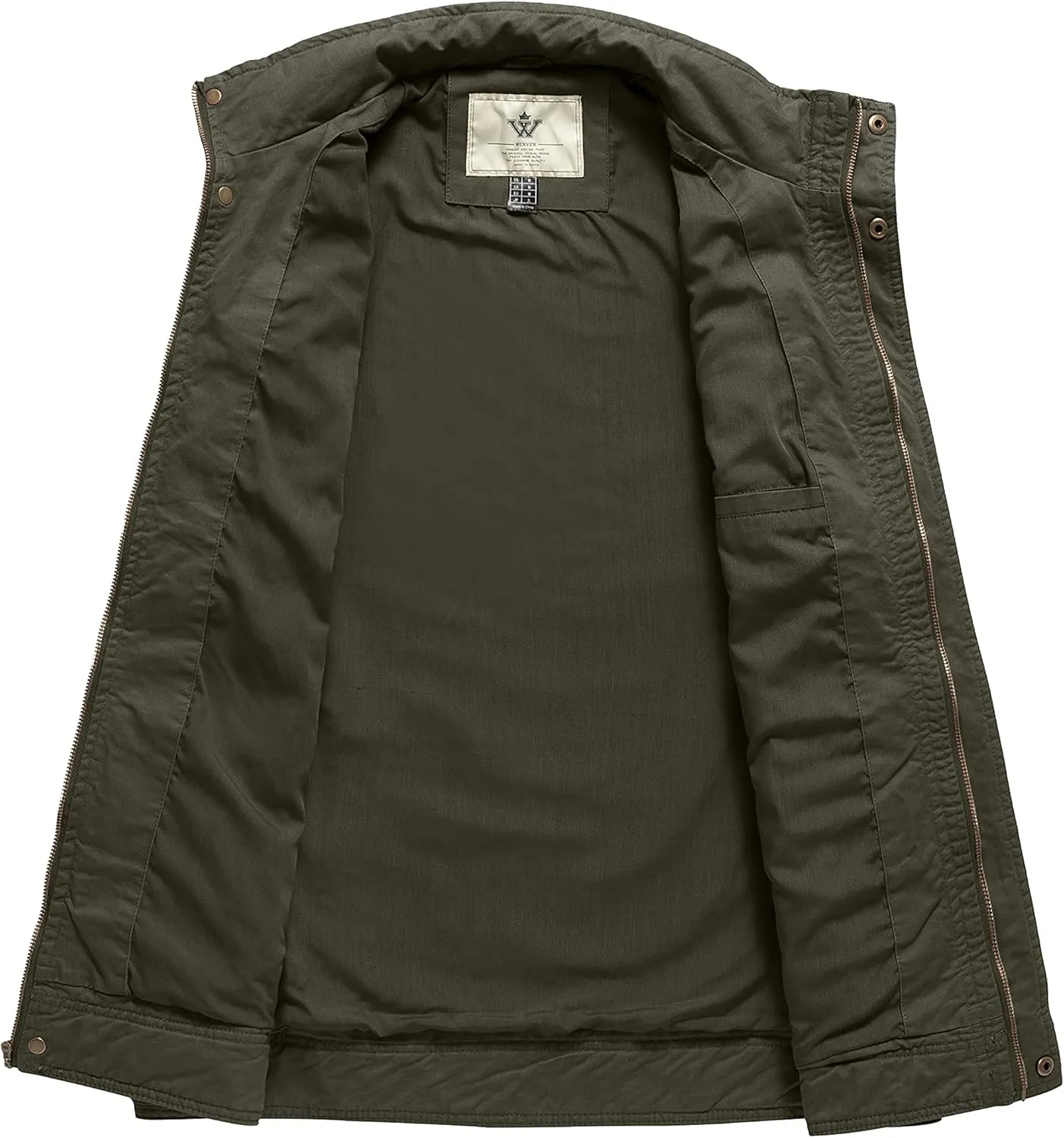 WenVen Men's Casual Washed Cotton Military Jacket