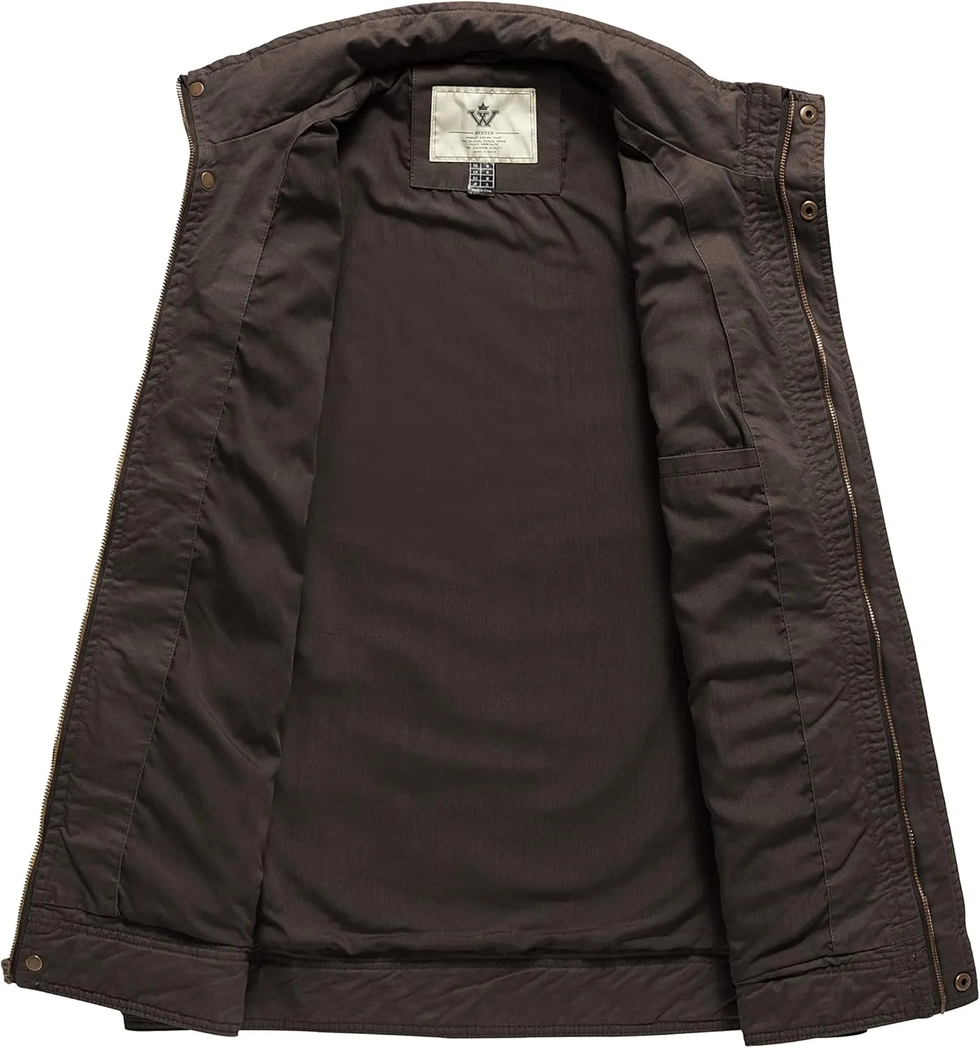 WenVen Men's Casual Washed Cotton Military Jacket
