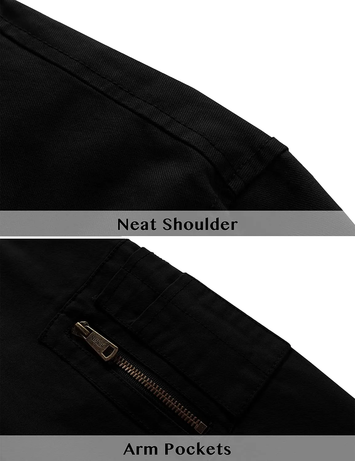 WenVen Men's Lightweight Cotton Flight Bomber Jacket Casual Military Windbreaker
