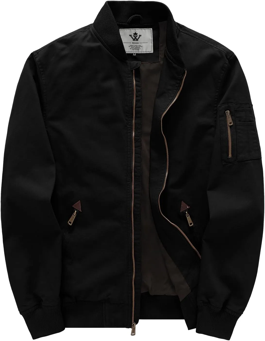 WenVen Men's Lightweight Cotton Flight Bomber Jacket Casual Military Windbreaker