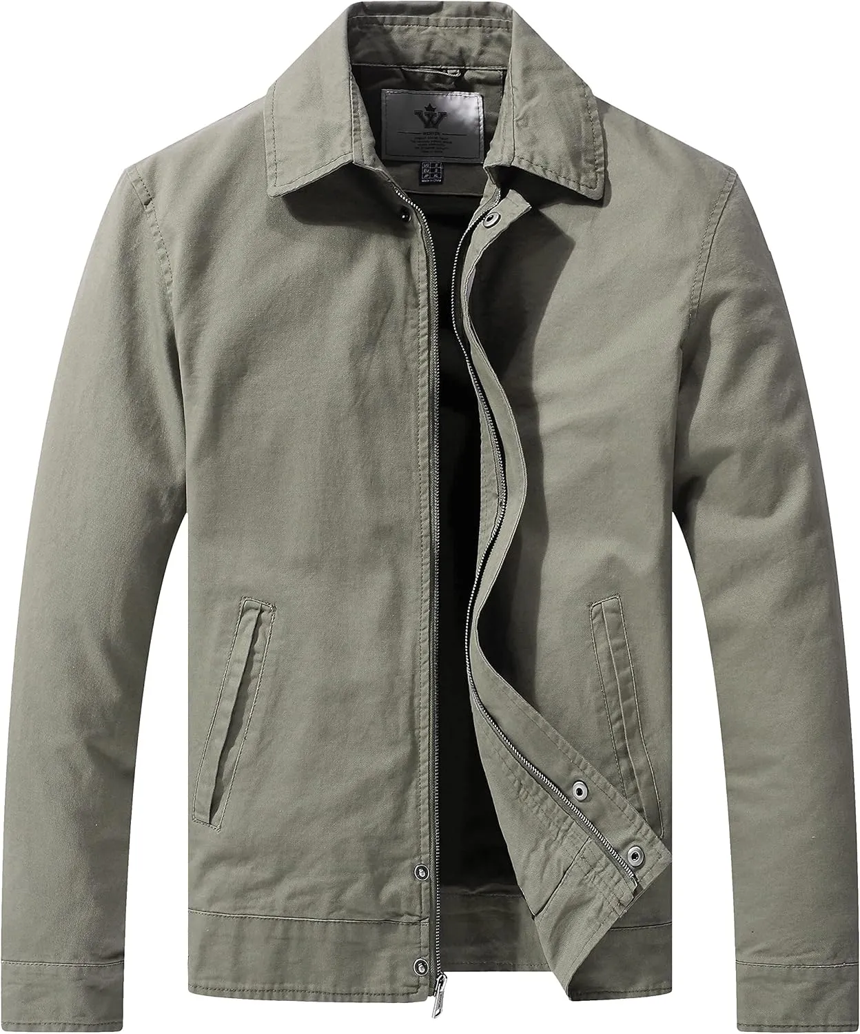 WenVen Men's Lightweight Military Cotton Jacket Casual Spring Lapel Work Coat