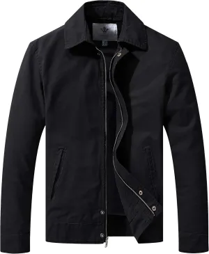 WenVen Men's Lightweight Military Cotton Jacket Casual Spring Lapel Work Coat