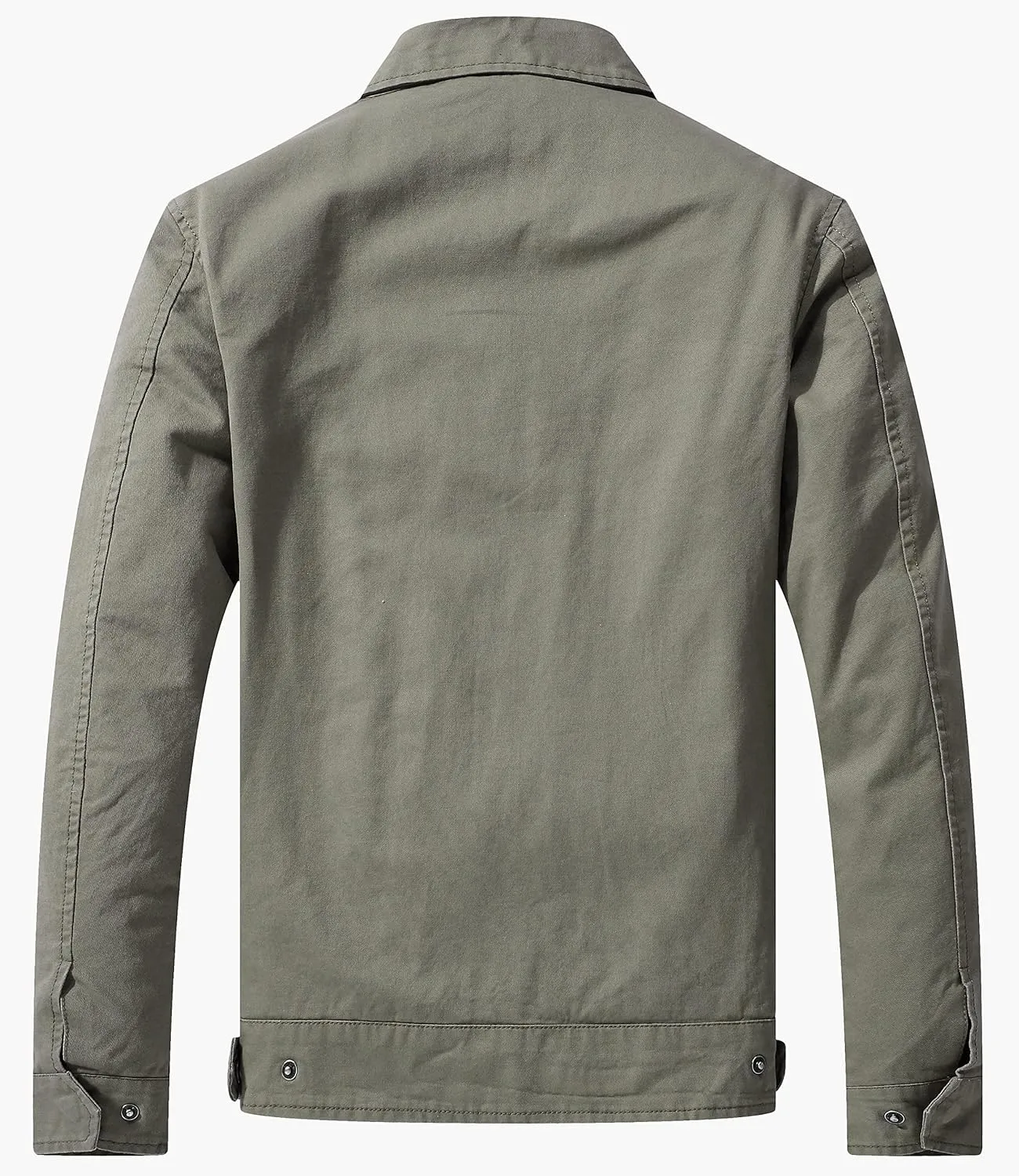WenVen Men's Lightweight Military Cotton Jacket Casual Spring Lapel Work Coat