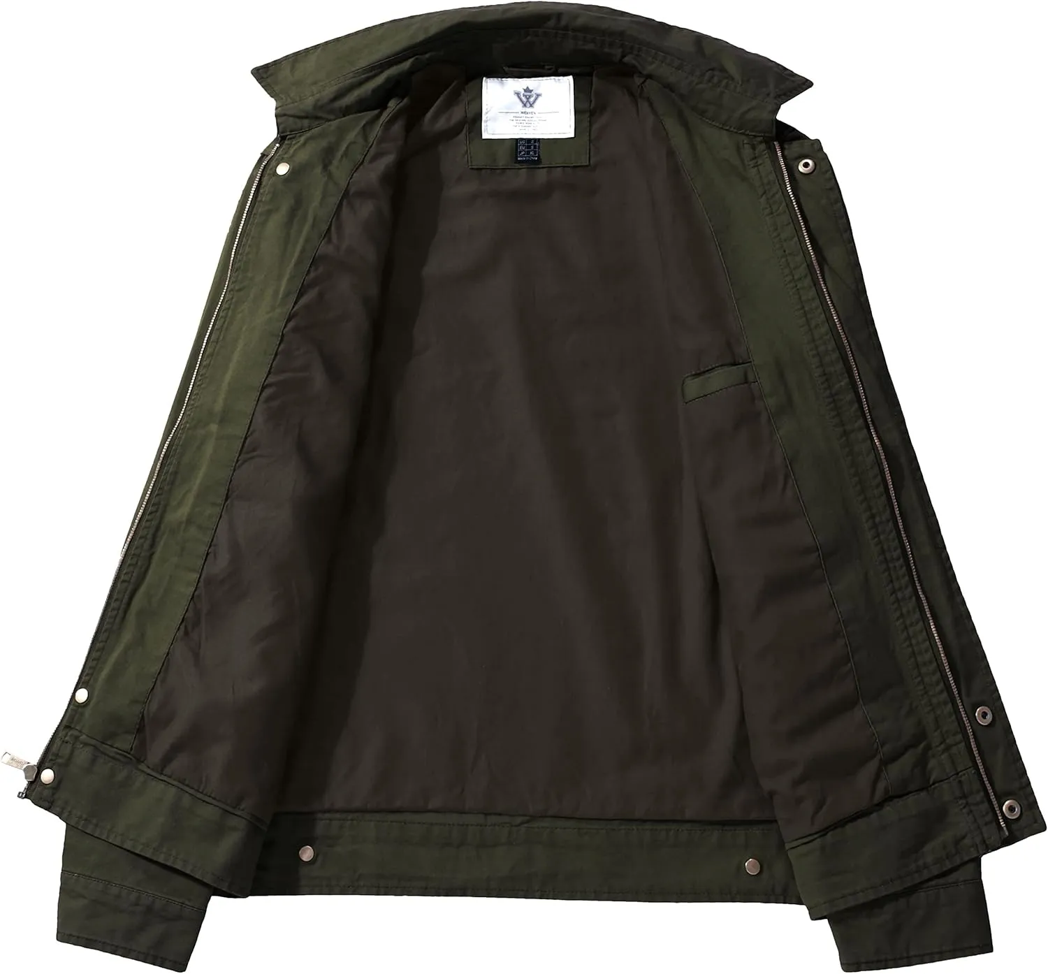WenVen Men's Lightweight Military Cotton Jacket Casual Spring Lapel Work Coat