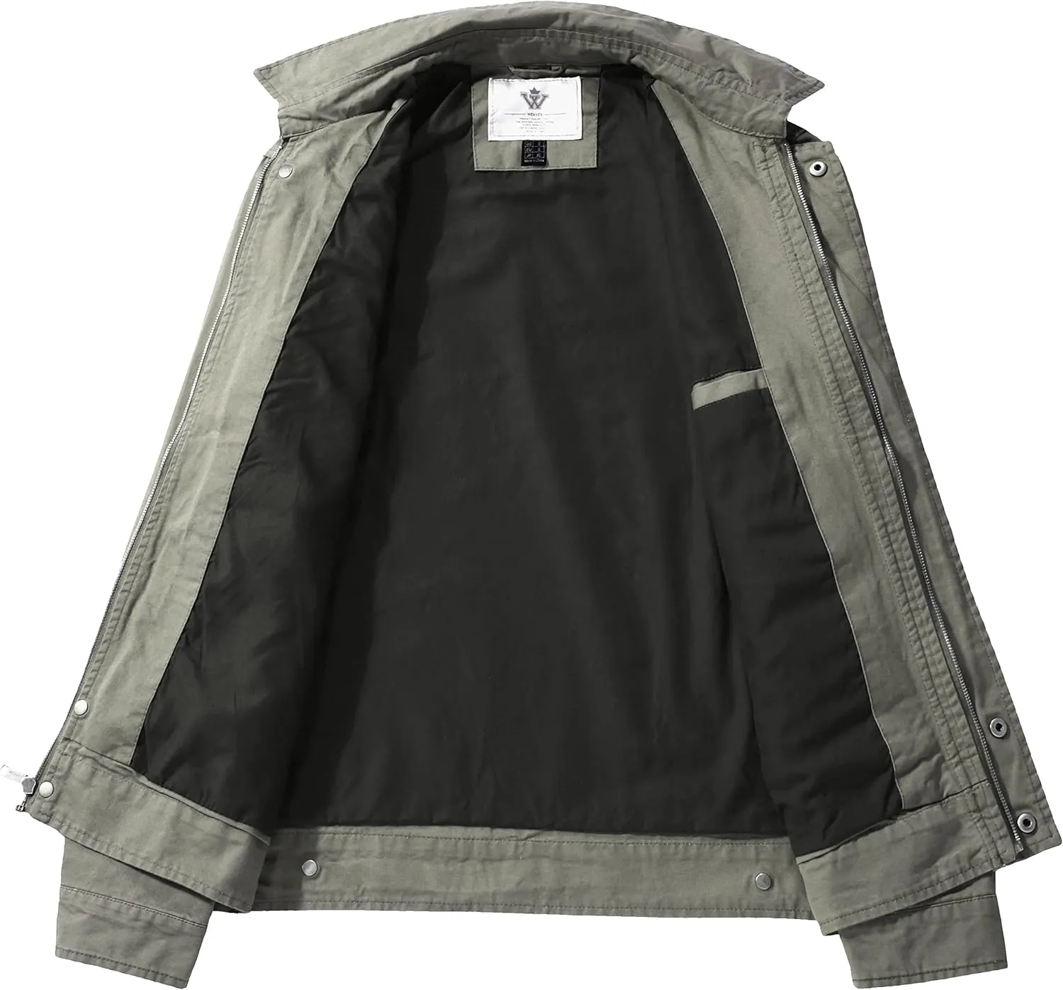WenVen Men's Lightweight Military Cotton Jacket Casual Spring Lapel Work Coat