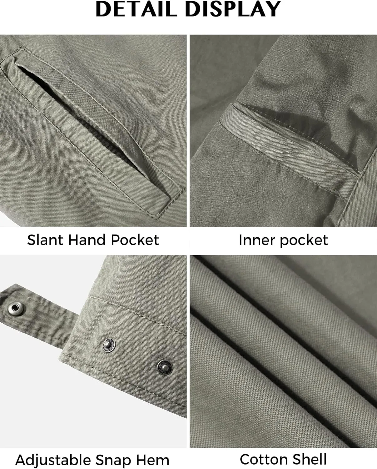 WenVen Men's Lightweight Military Cotton Jacket Casual Spring Lapel Work Coat