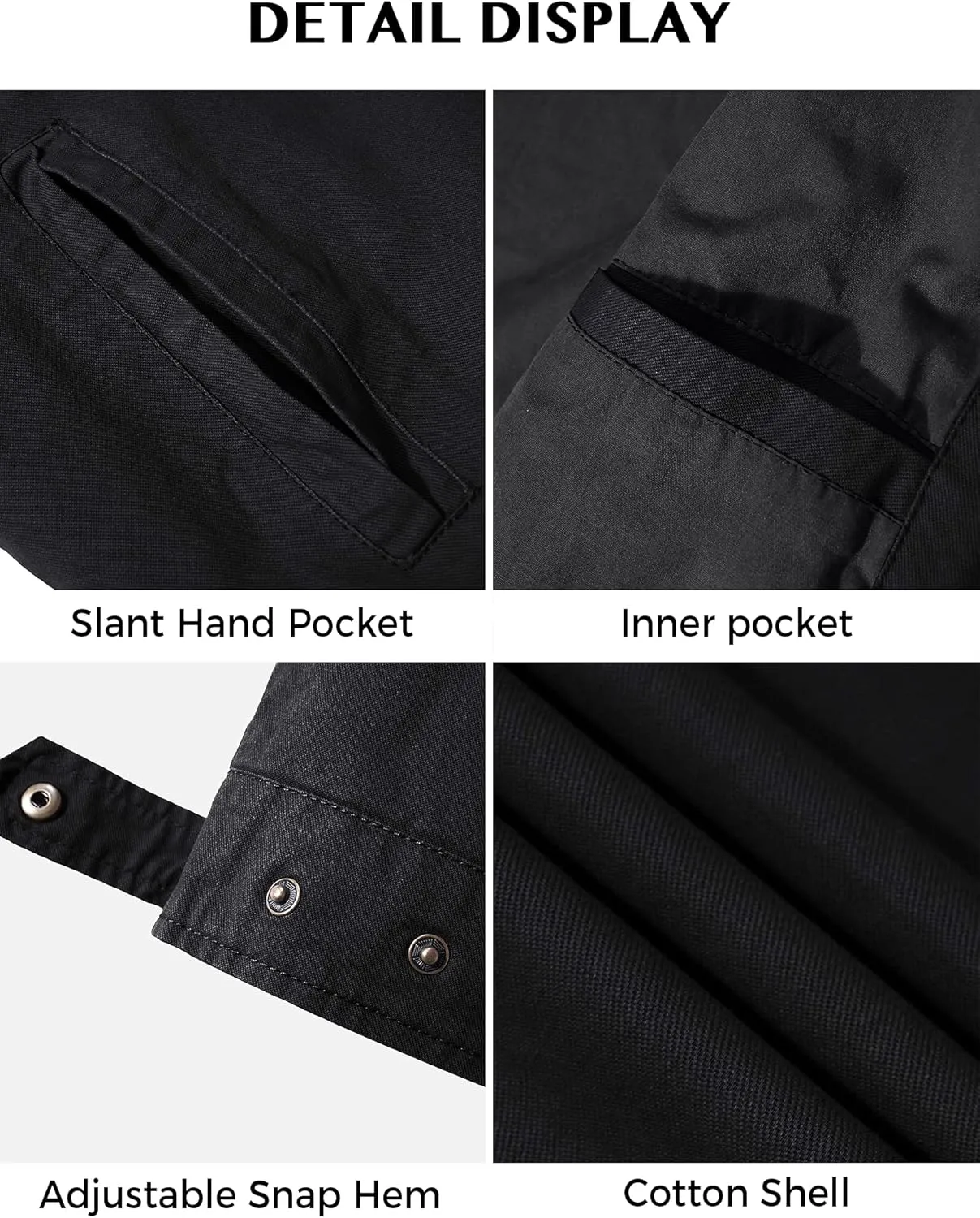 WenVen Men's Lightweight Military Cotton Jacket Casual Spring Lapel Work Coat