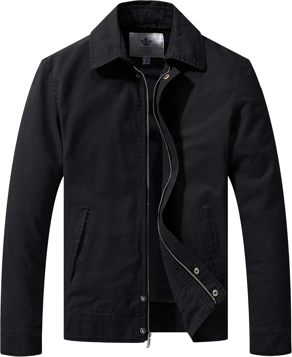 WenVen Men's Lightweight Military Cotton Jacket Casual Spring Lapel Work Coat