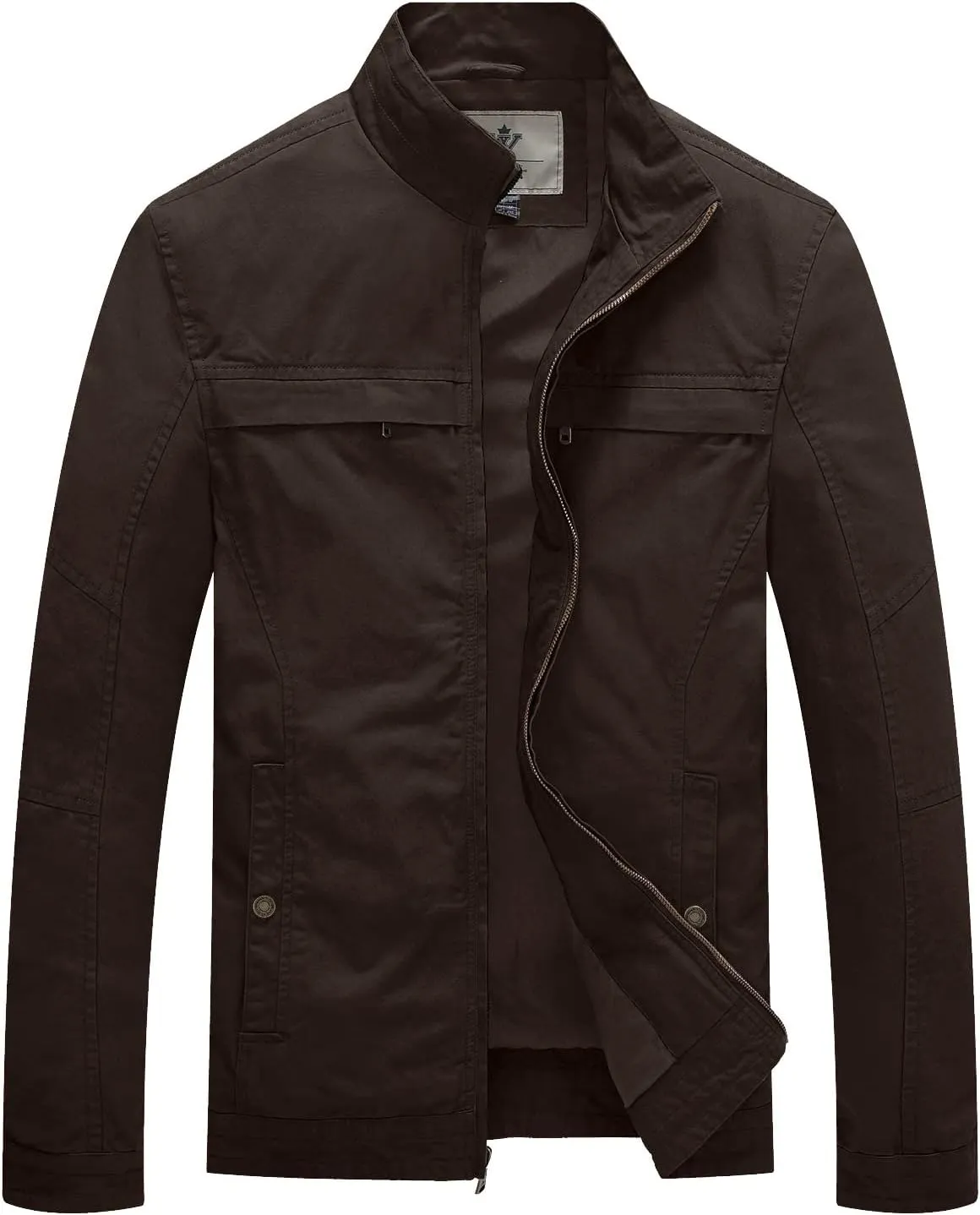 WenVen Men's Spring Canvas Military Style Jacket Casual Lightweight Cotton Coat