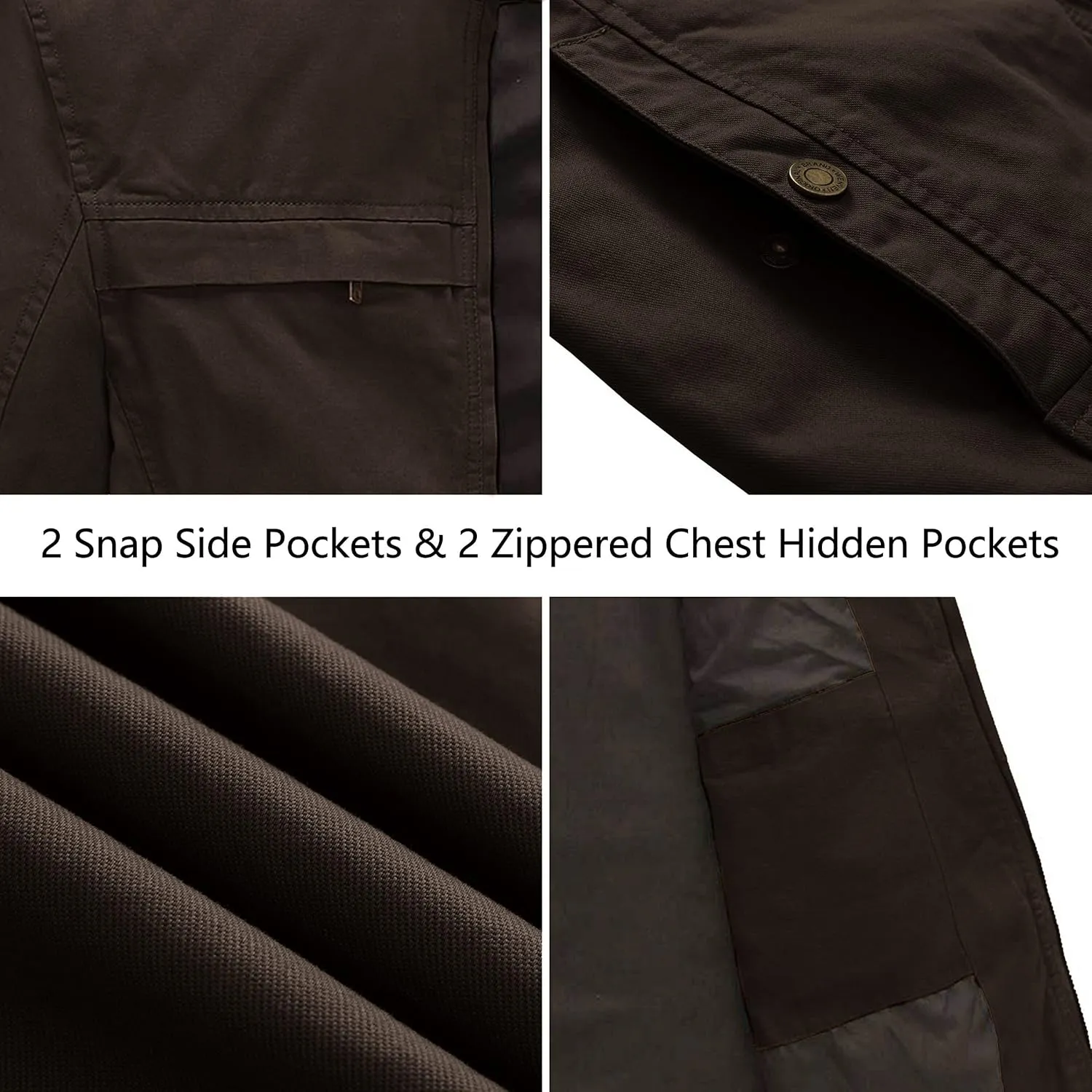 WenVen Men's Spring Canvas Military Style Jacket Casual Lightweight Cotton Coat