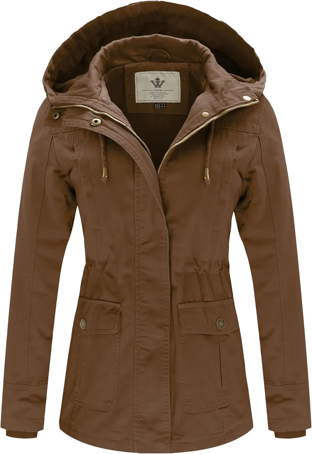 WenVen Women's Cotton Military Jacket Lightweight Casual Anorak Coat with Hood