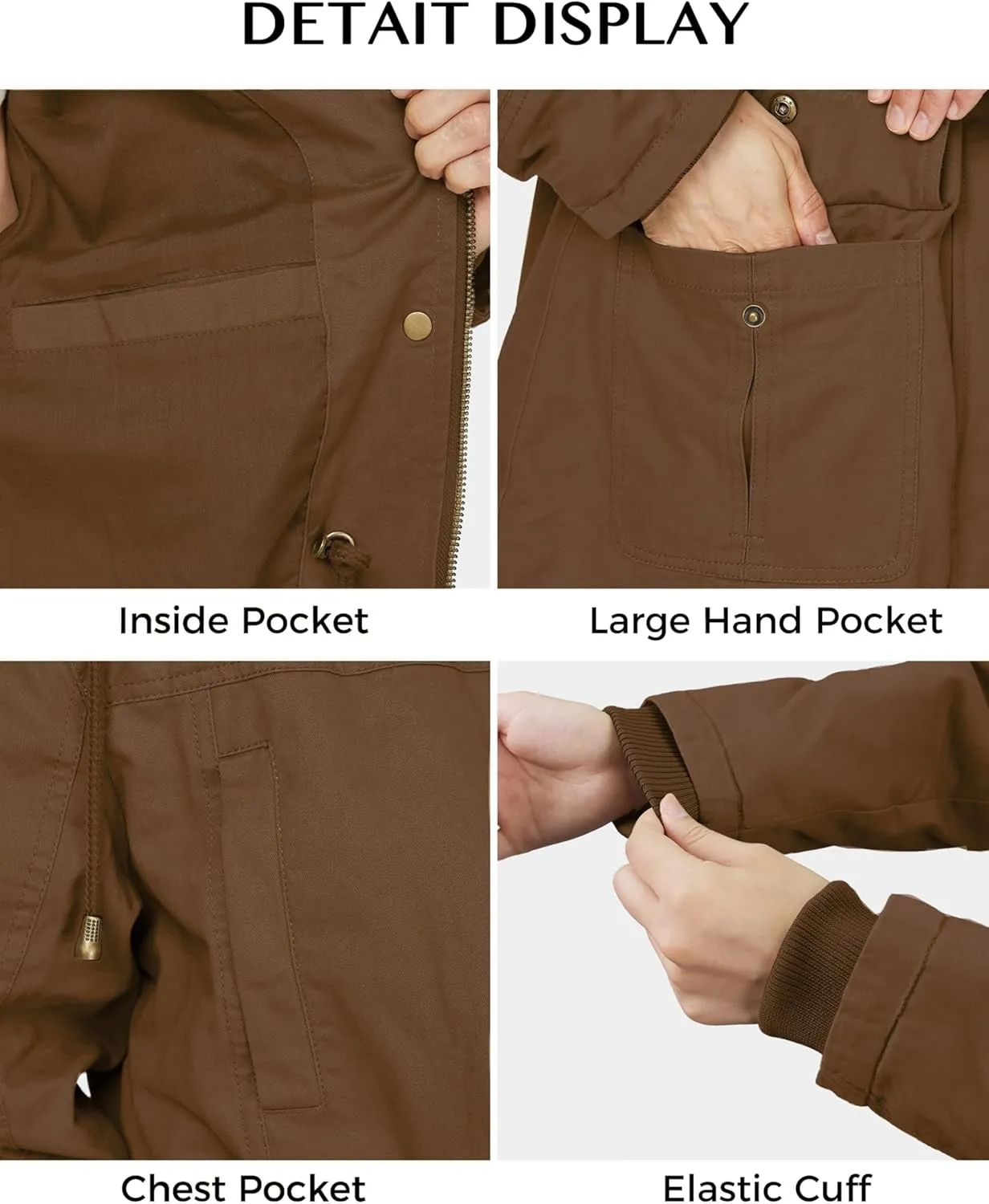WenVen Women's Cotton Military Jacket Lightweight Casual Anorak Coat with Hood